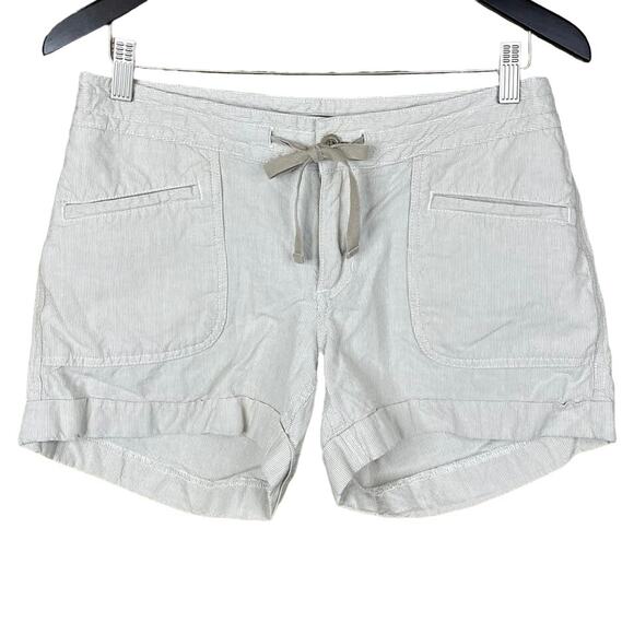 North Face Wander Free Linen Blend Shorts Dune Beige Stripe SZ 6 - Picture 1 of 9